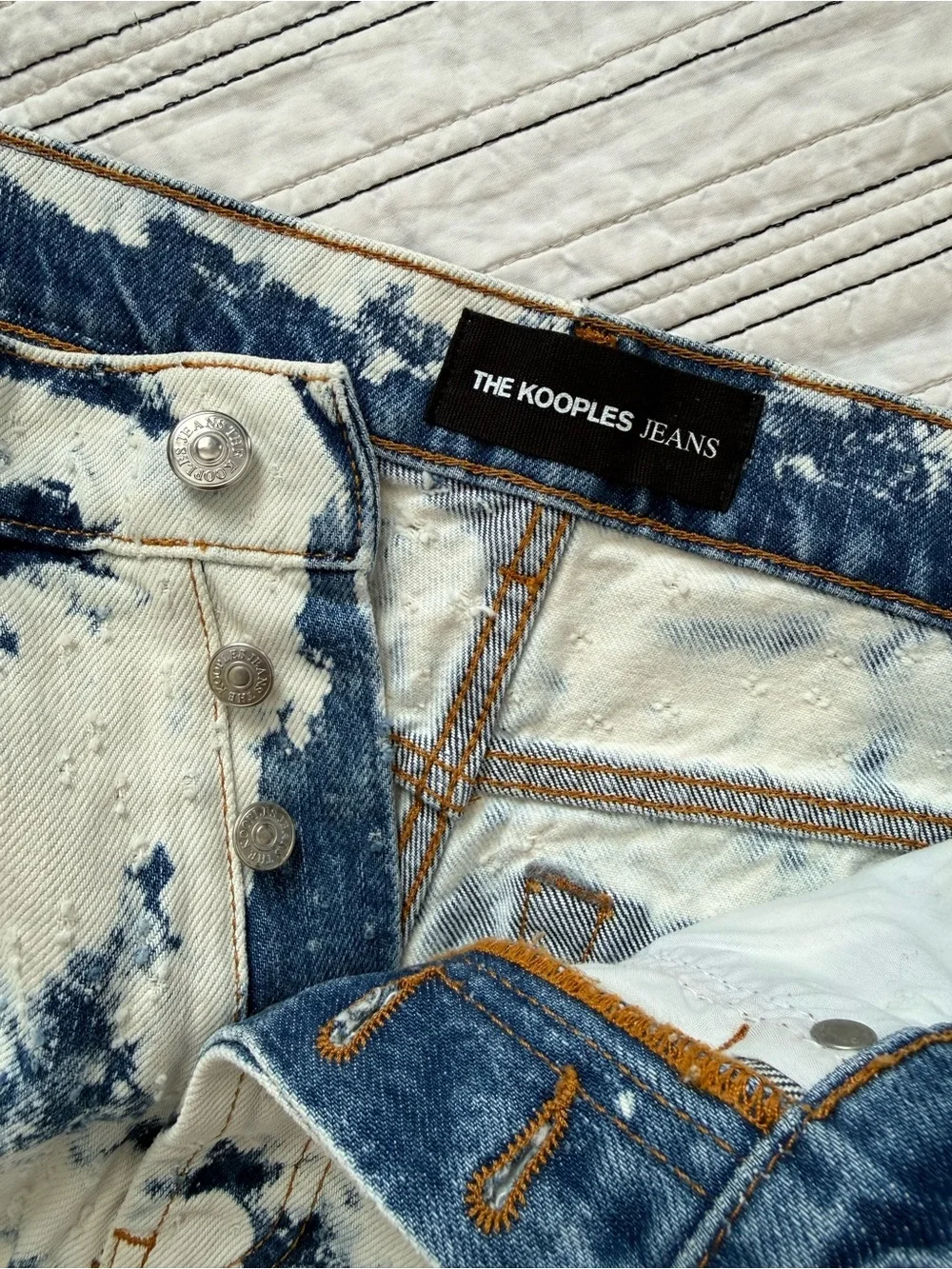 THE KOOPLES Jean Shorts Distressed Cutoffs White & Blue UK  size Medium